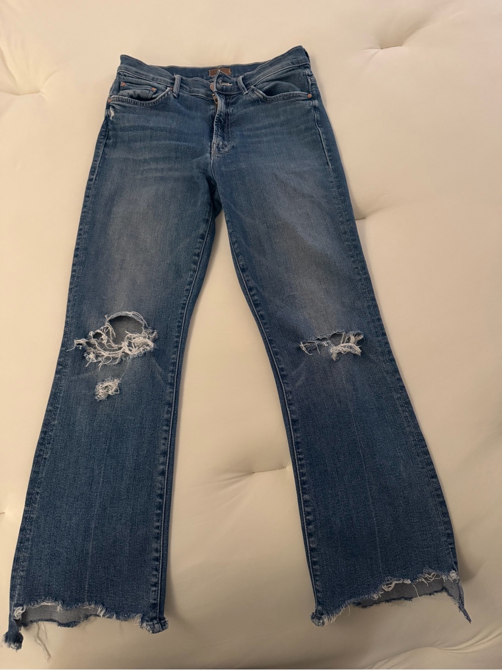 Mother The Insider Crop Step Fray Jeans – Size 26 – Medium Wash